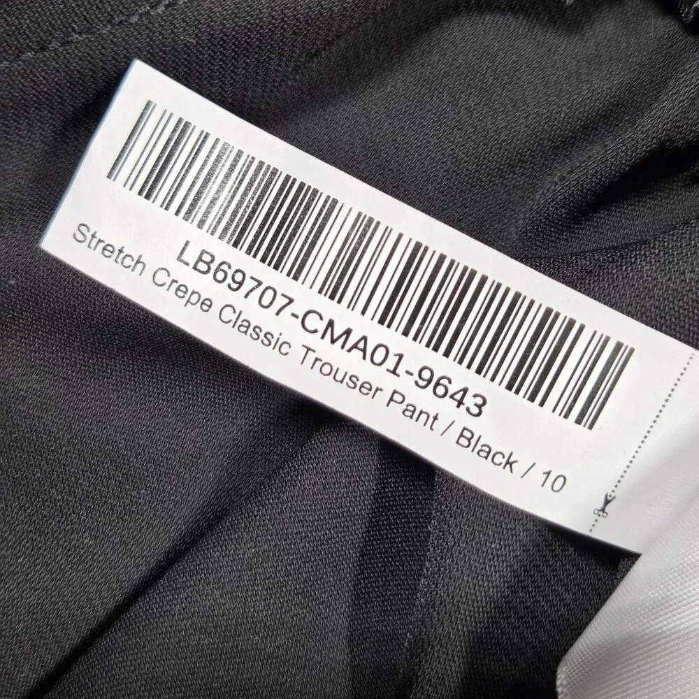 Quince Pants Womens 10 Black Stretch Crepe Classic Trousers Office Luxury